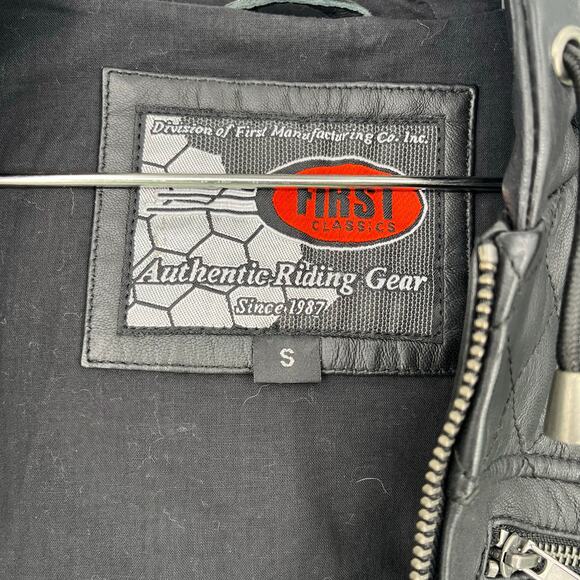 First Classics Black Leather Quilted Hooded Biker Jacket - Picture 3 of 10